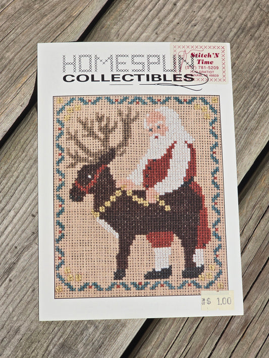 Homespun Collectibles - Santa on Reindeer - #23 - Cross Stitch Pattern