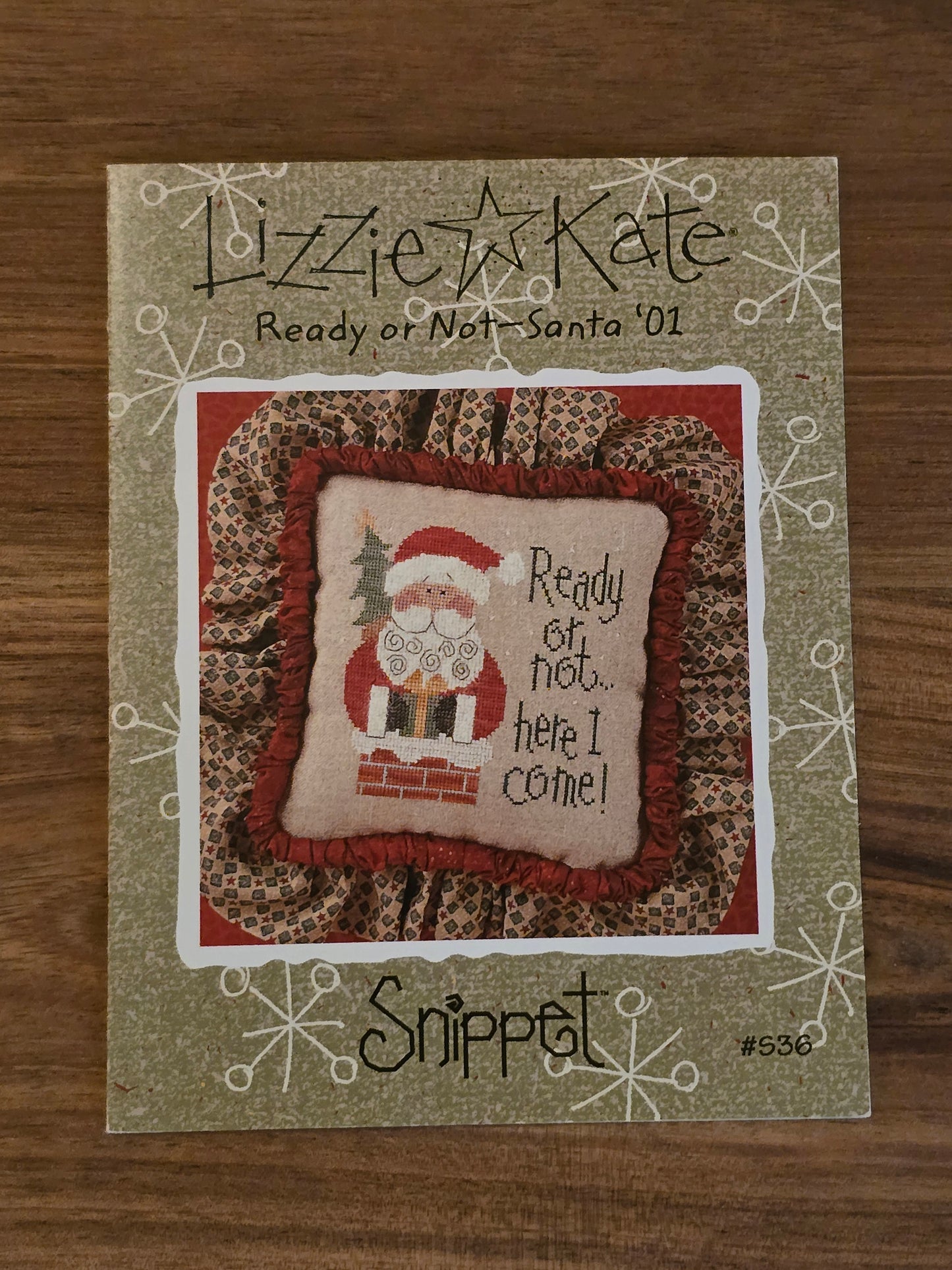 Lizzie Kate - Snippet - Ready or Not Santa '01 - #S36 - Cross Stitch Pattern