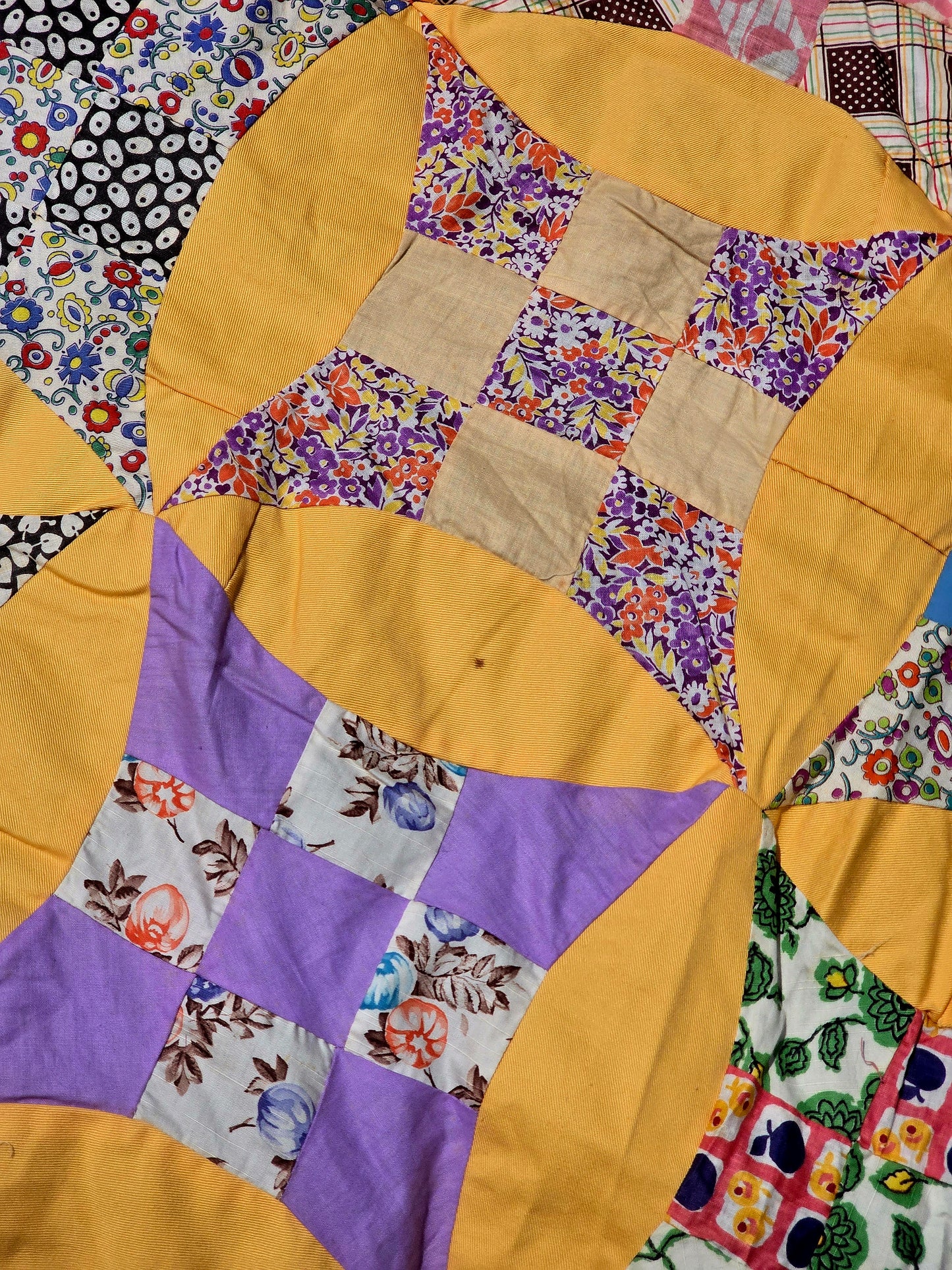 Vintage Glorified Nine Patch Quilt Top - 72" x 88"
