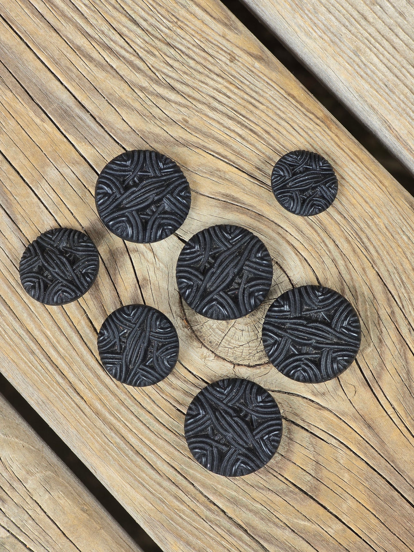 Matte Black Glass Vintage Buttons