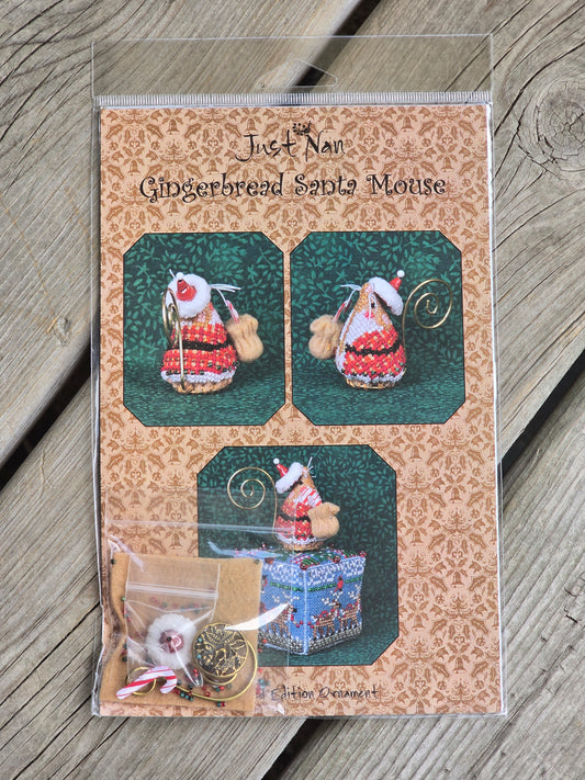 Just Nan - Gingerbread Santa Mouse - Limited Edition Ornament - Cross Stitch Pattern