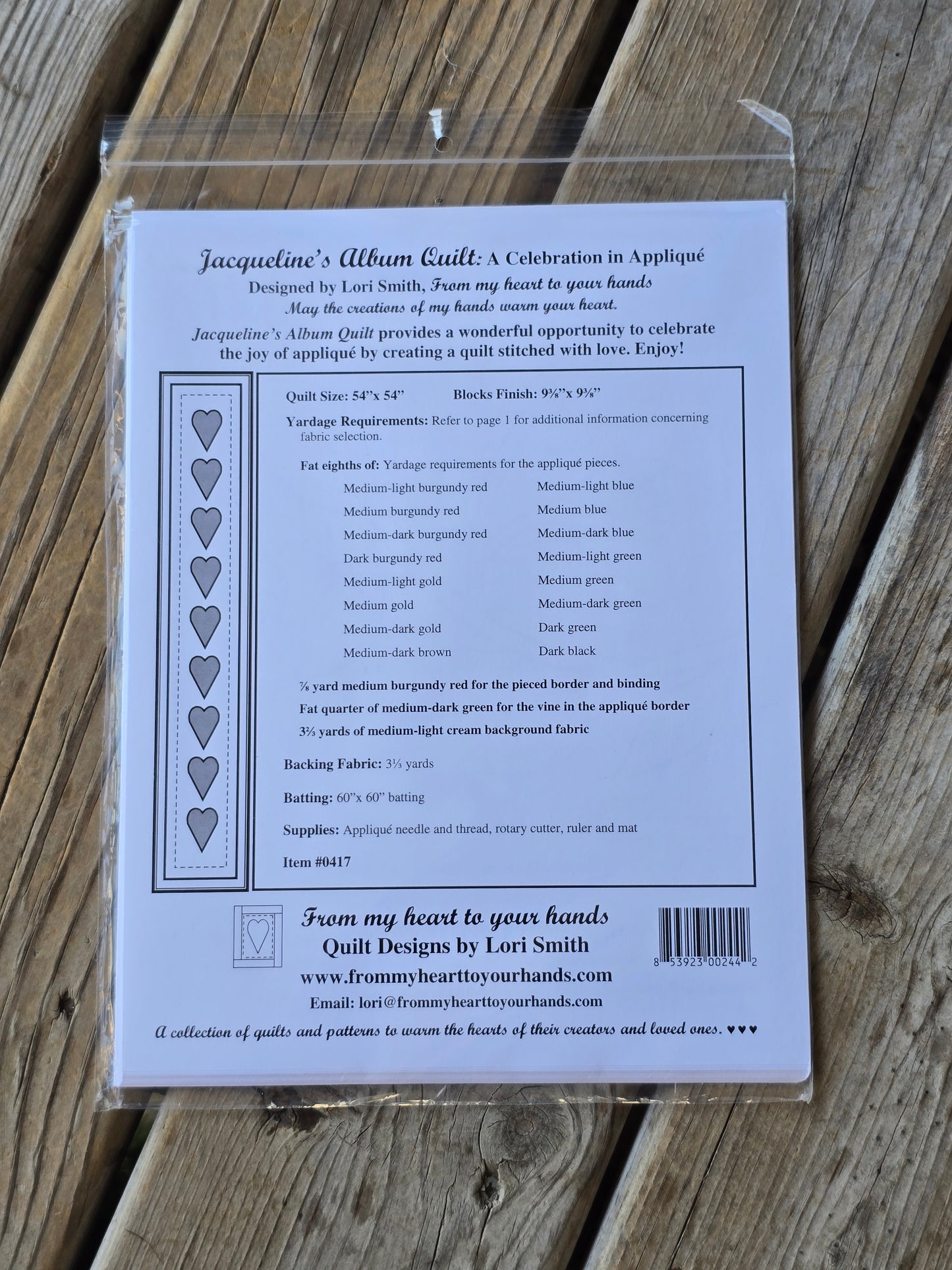 From My Heart to your Hands - Jacqueline's Album Quilt - Quilt Pattern