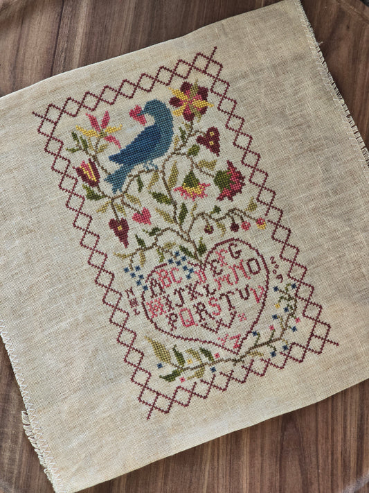 Blackbird Designs - Bluebird's Message - Completed Cross Stitch