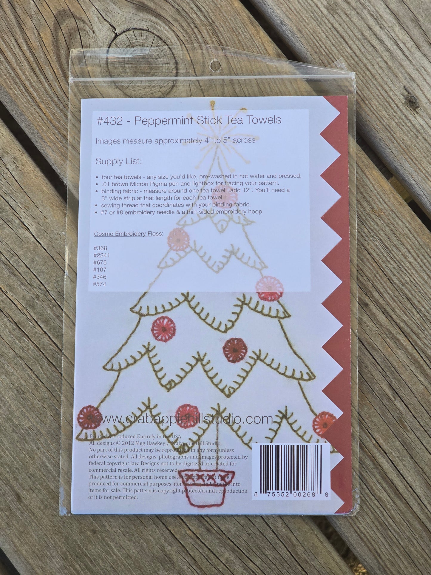 Crab-apple Hill - Peppermint Stick Tea Towels - Embroidery Pattern