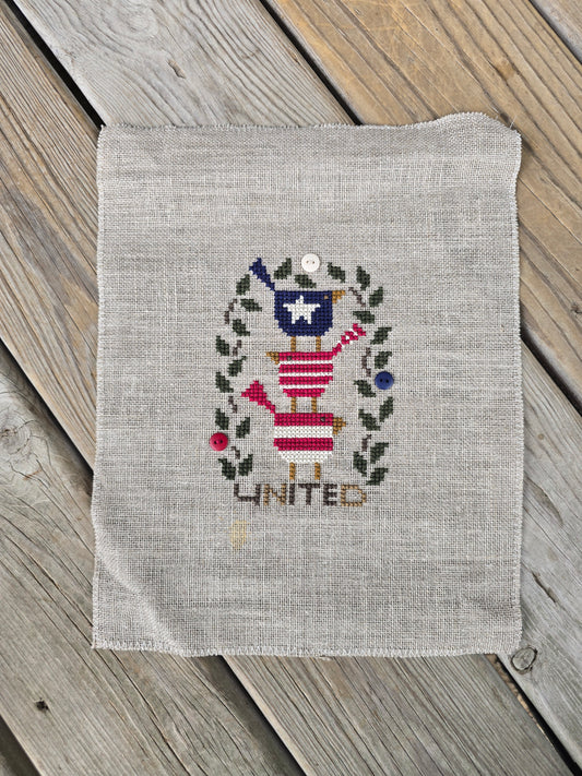 Bent Creek - United We Stand Zipper Kit- Completed Cross Stitch