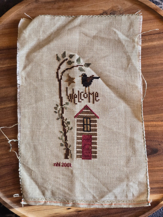 Bent Creek - Welcome Knocker - Completed Cross Stitch