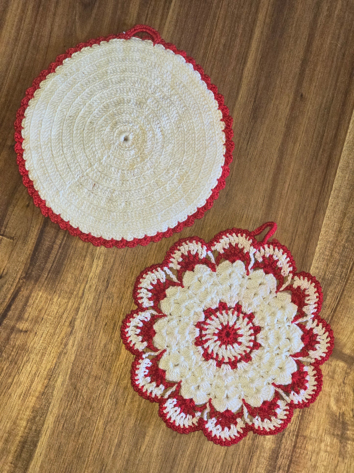 Vintage Pot Holders - Red and White