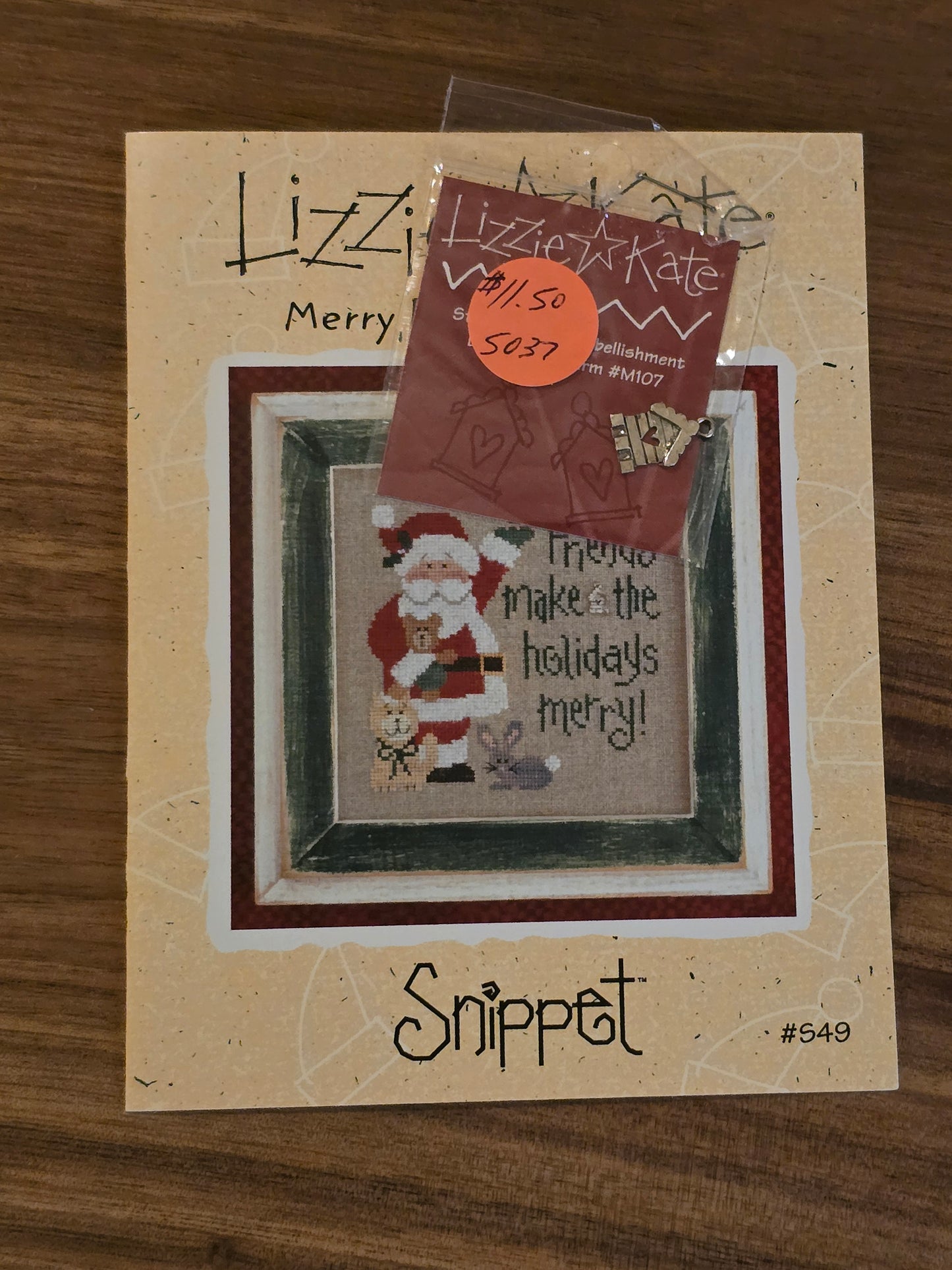 Lizzie Kate - Snippet - Merry, Friends Santa '03 - S49 - Cross Stitch Pattern