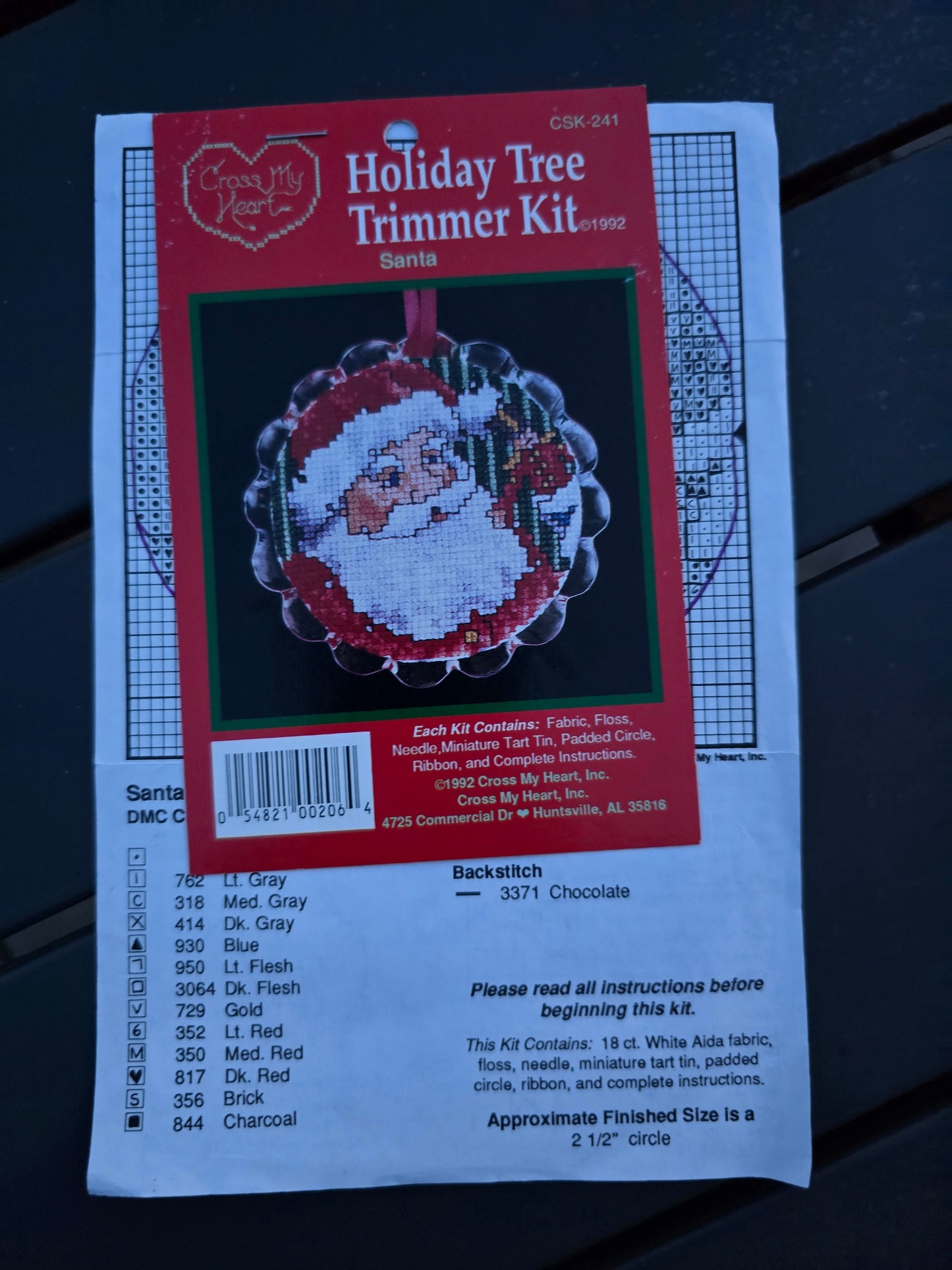 Cross My Heart - Holiday Tree Trimmer Kit - Santa - Cross Stitch Pattern