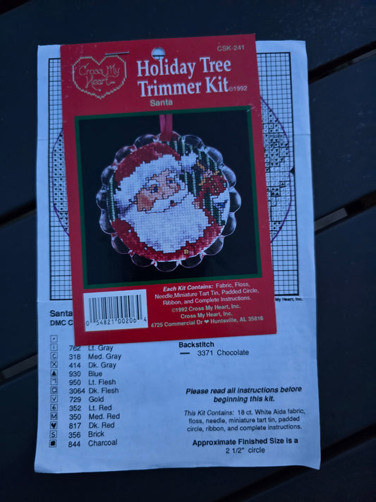 Cross My Heart - Holiday Tree Trimmer Kit - Santa - Cross Stitch Pattern