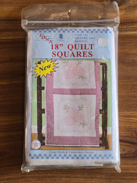 Jack Dempsey Needle Art - Daisies - Pattern #481 - Cross Stitch and Embroidery Quilt Squares