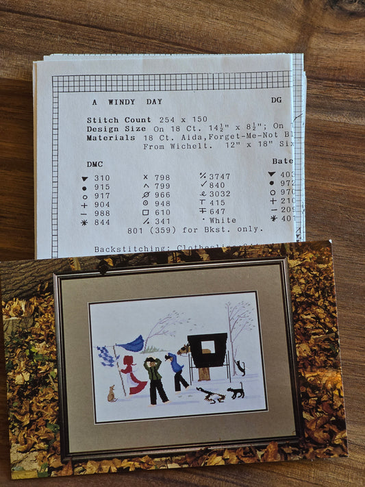 Lynn's Prints - A Windy Day - Cross Stitch Pattern