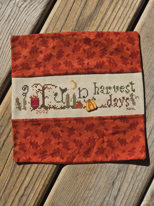 Pine Mountain Designs - Autumn Harvest Days Pillow Sham - Completed Cross Stitch
