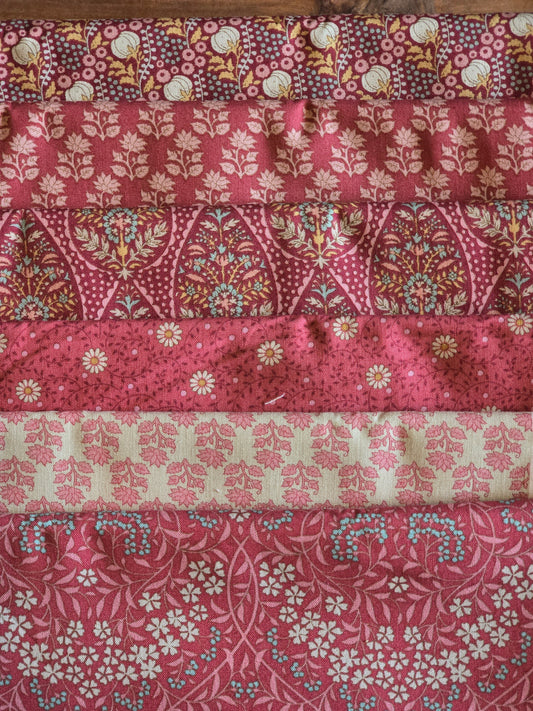 Tilda - Sanctuary - Red/Taupe - Quilting Fabric - Bundle