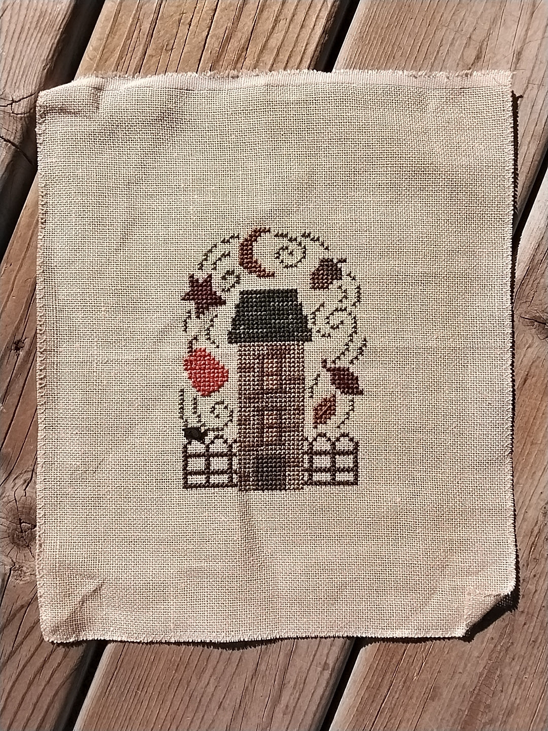 Bent Creek - Blackbird House Zipper - Completed Cross Stitch