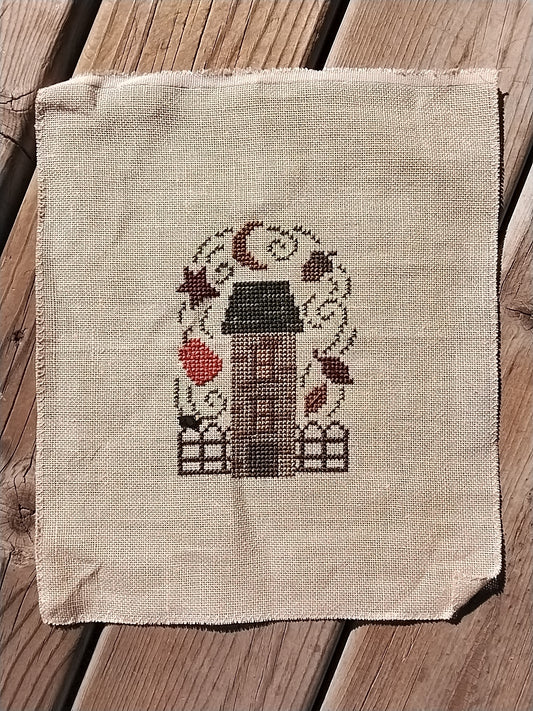 Bent Creek - Blackbird House Zipper - Completed Cross Stitch