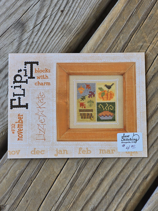 Lizzie Kate - Flip It - Blocks with Charm- #F32 November - Cross Stitch Pattern