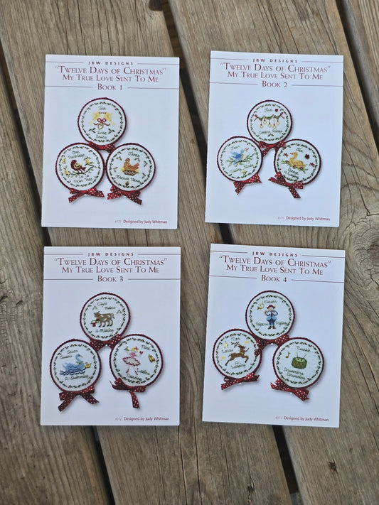 JBW Designs - Twelve Days of Christmas - My True Love Sent to Me - Books 1, 2, 3 and 4 - Cross Stitch Pattern