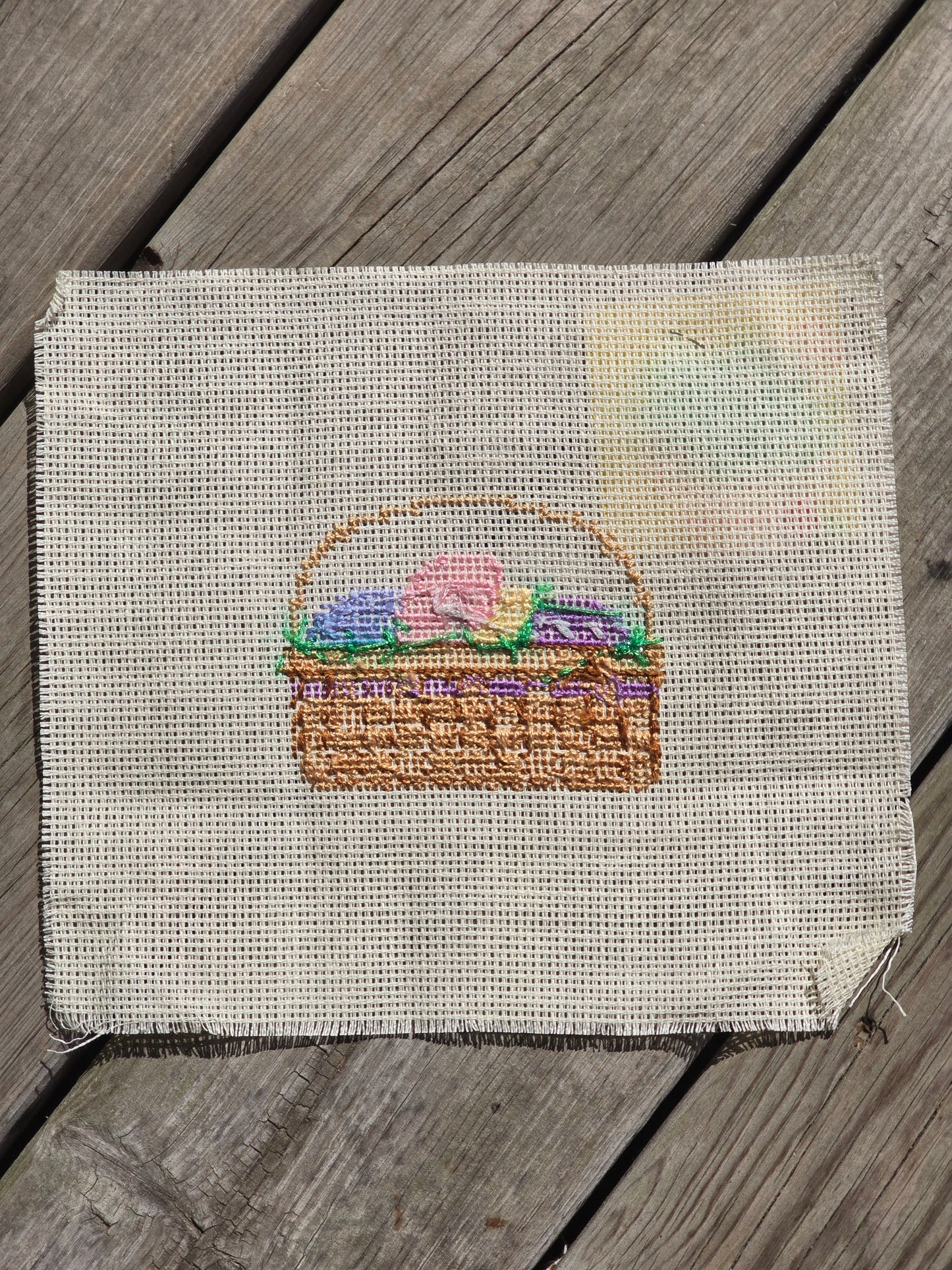 Designer Unknown - Easter Basket - Completed Cross Stitch