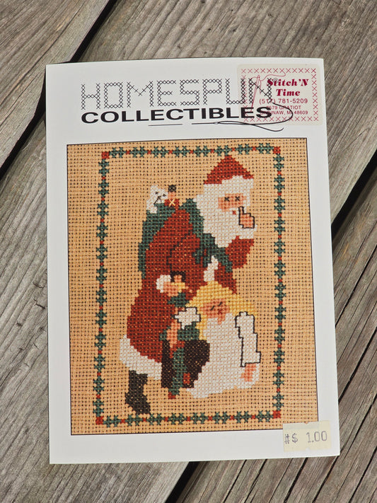 Homespun Collectibles - Santa with Blonde Girl - #22 - Cross Stitch Pattern