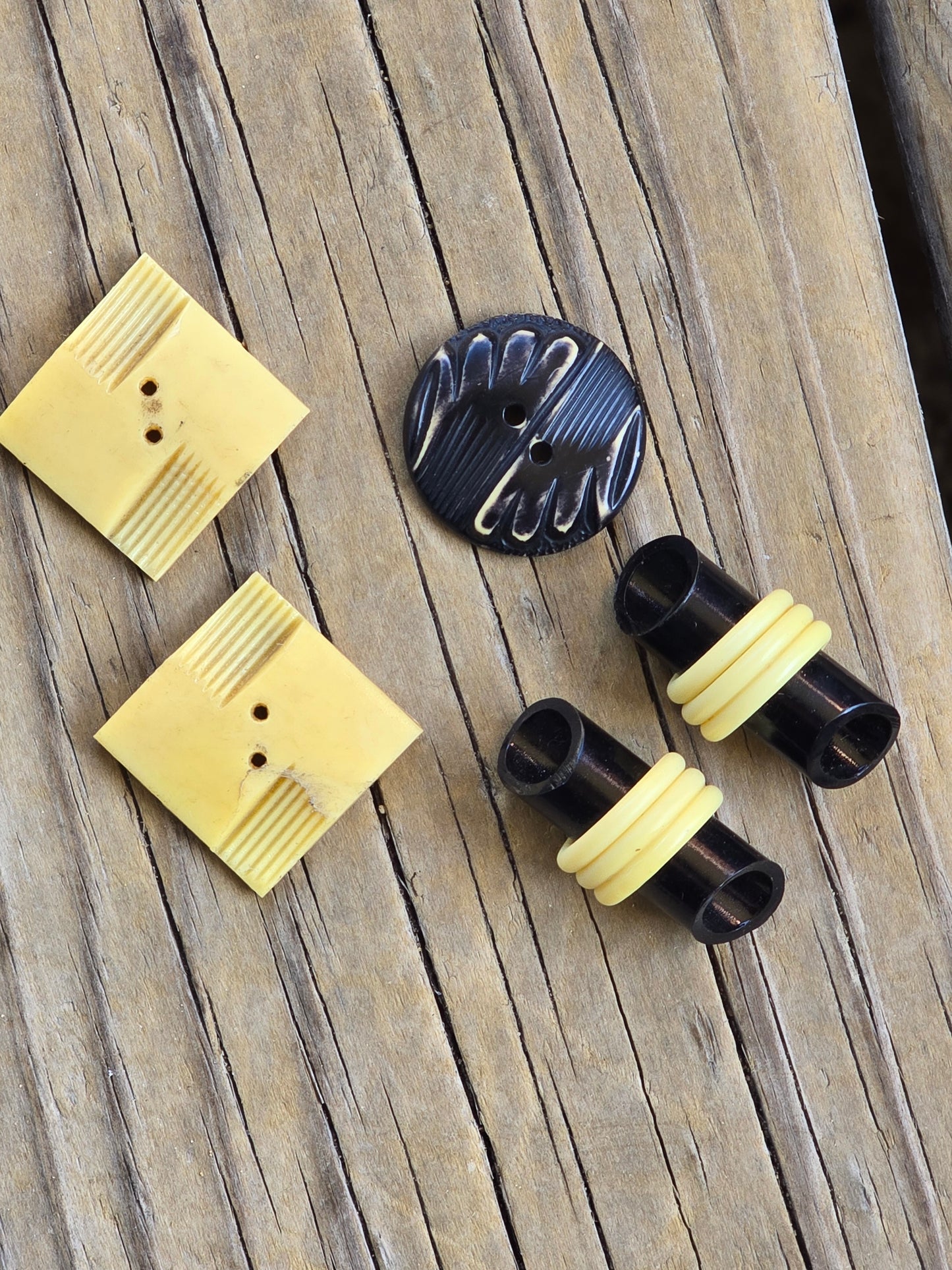 Black and Cream Celluloid and Bakelite Buttons