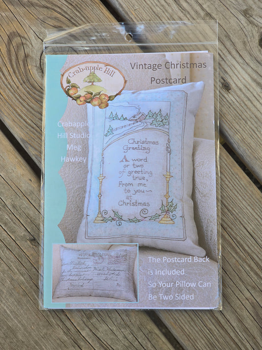 Crab-apple Hill - Vintage Christmas Postcard - Embroidery Pattern