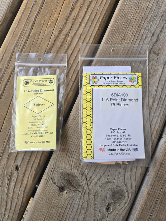 Paper Pieces- 1" 6 Point Diamond - 75 Pieces