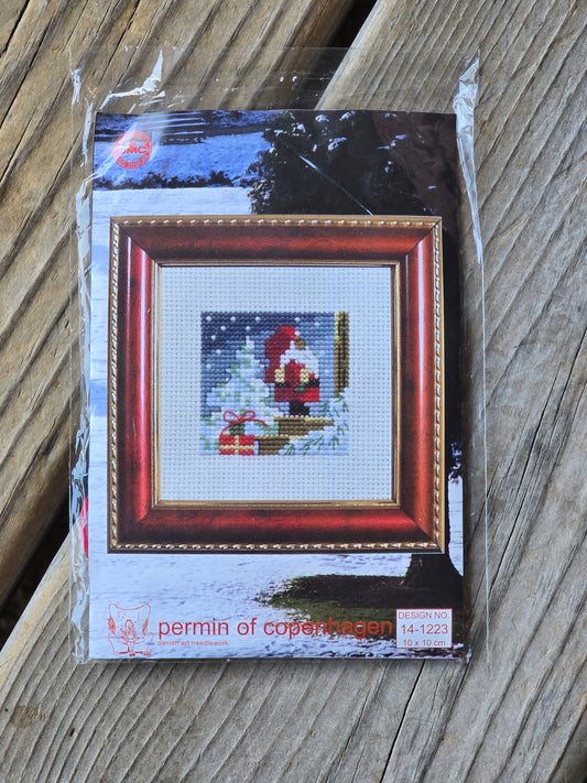 Permin of Copenhagen - Santa at the Front Door - Cross Stitch Kit