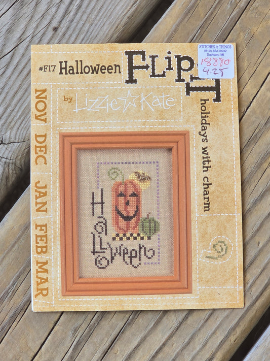 Lizzie Kate - Flip It - Holidays with Charm- #F17 Halloween - Cross Stitch Pattern