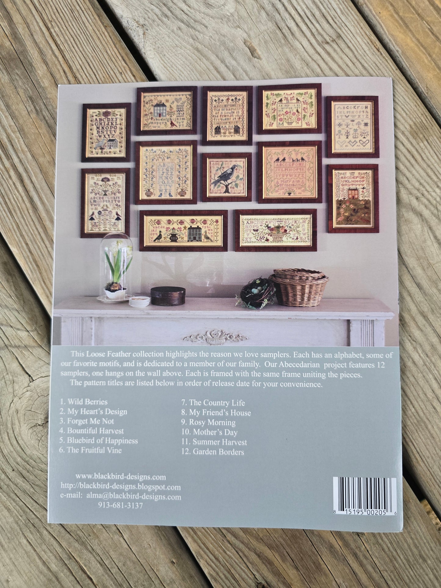 Blackbird Designs - Garden Borders - Loose Feathers Abecedarian Series - Twelve - Cross Stitch Pattern