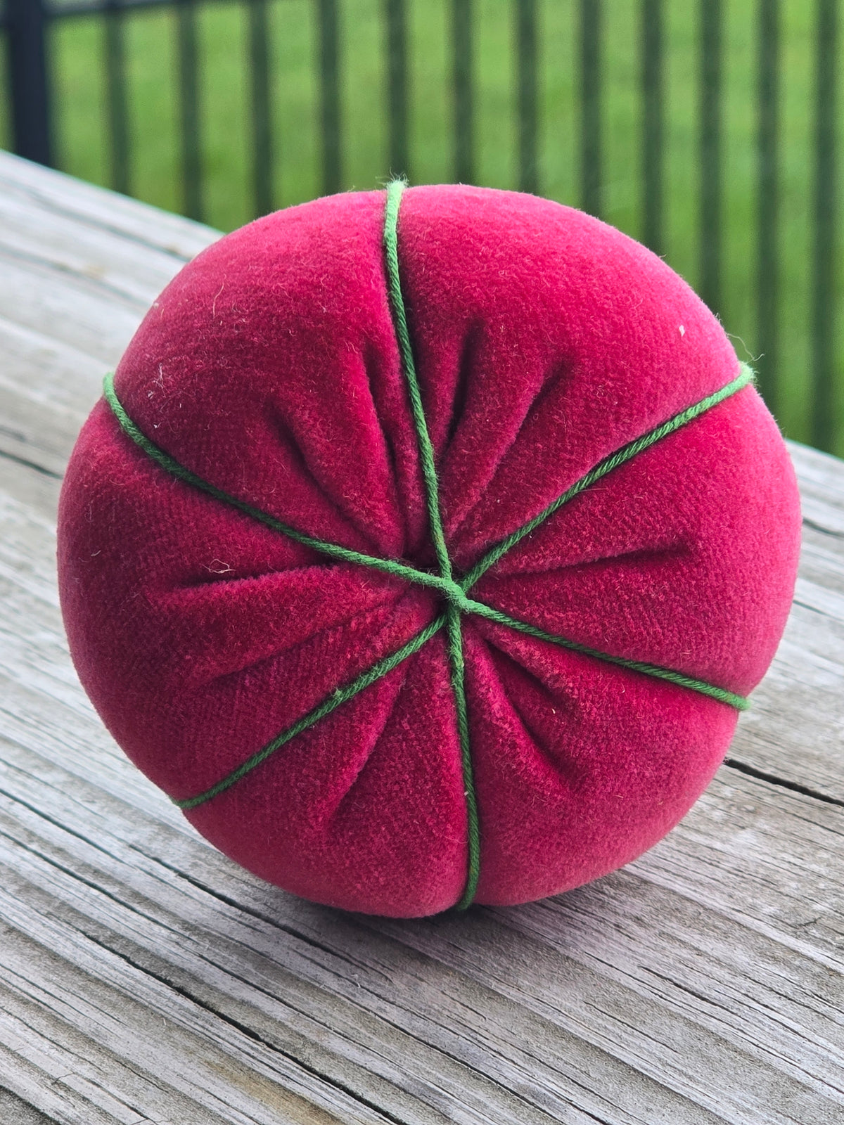 Rose Colored Velvet Tomato Pincushion - Notions