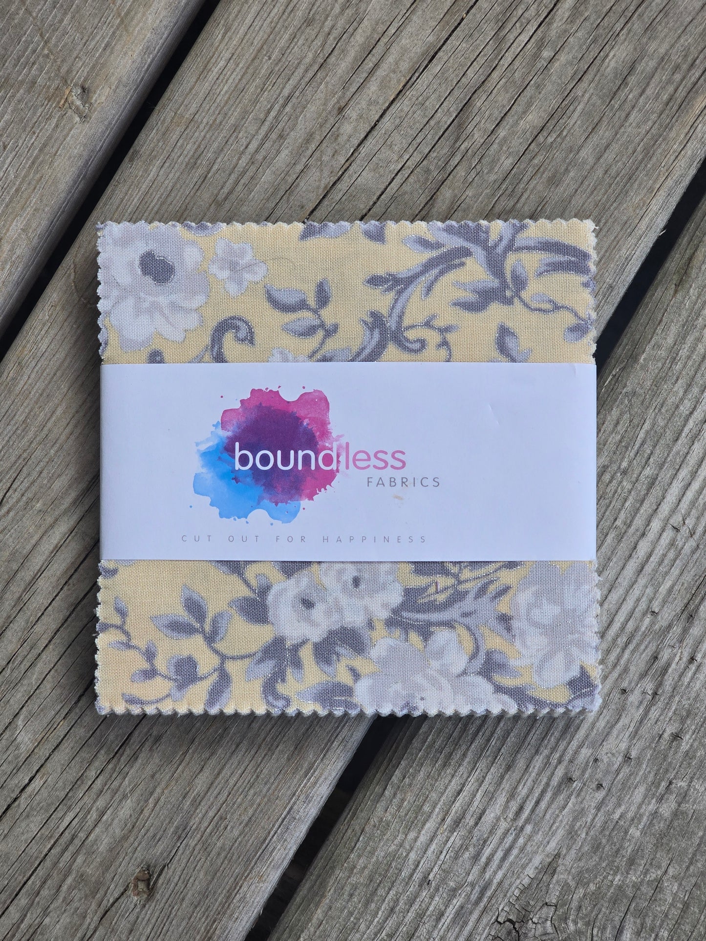 Boundless Fabrics - Yellow and Grey Metallics - Quilting Fabric - Charm Pack