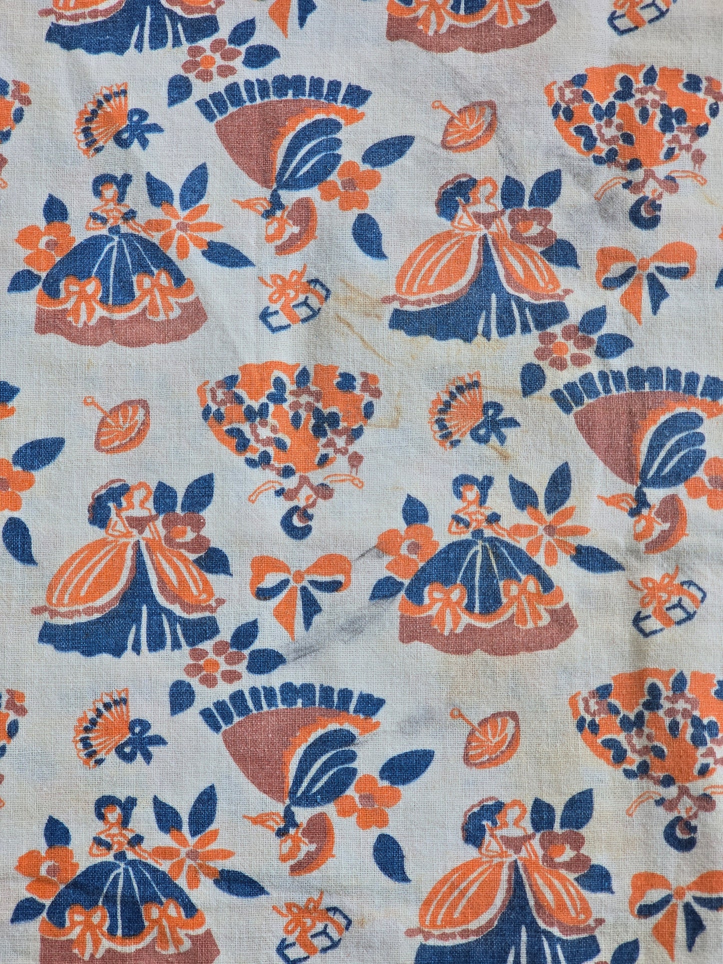 Brown, Blue and Orange Ladies - Linens - Feed Sack