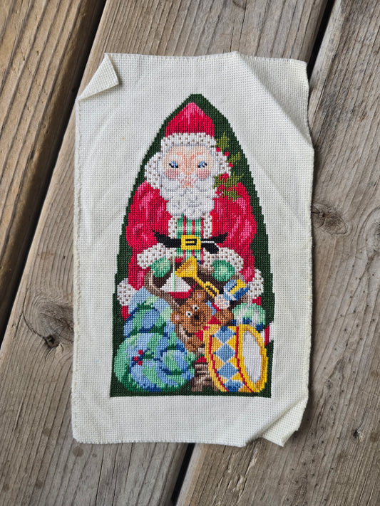 Santa with Toys - Completed Cross Stitch