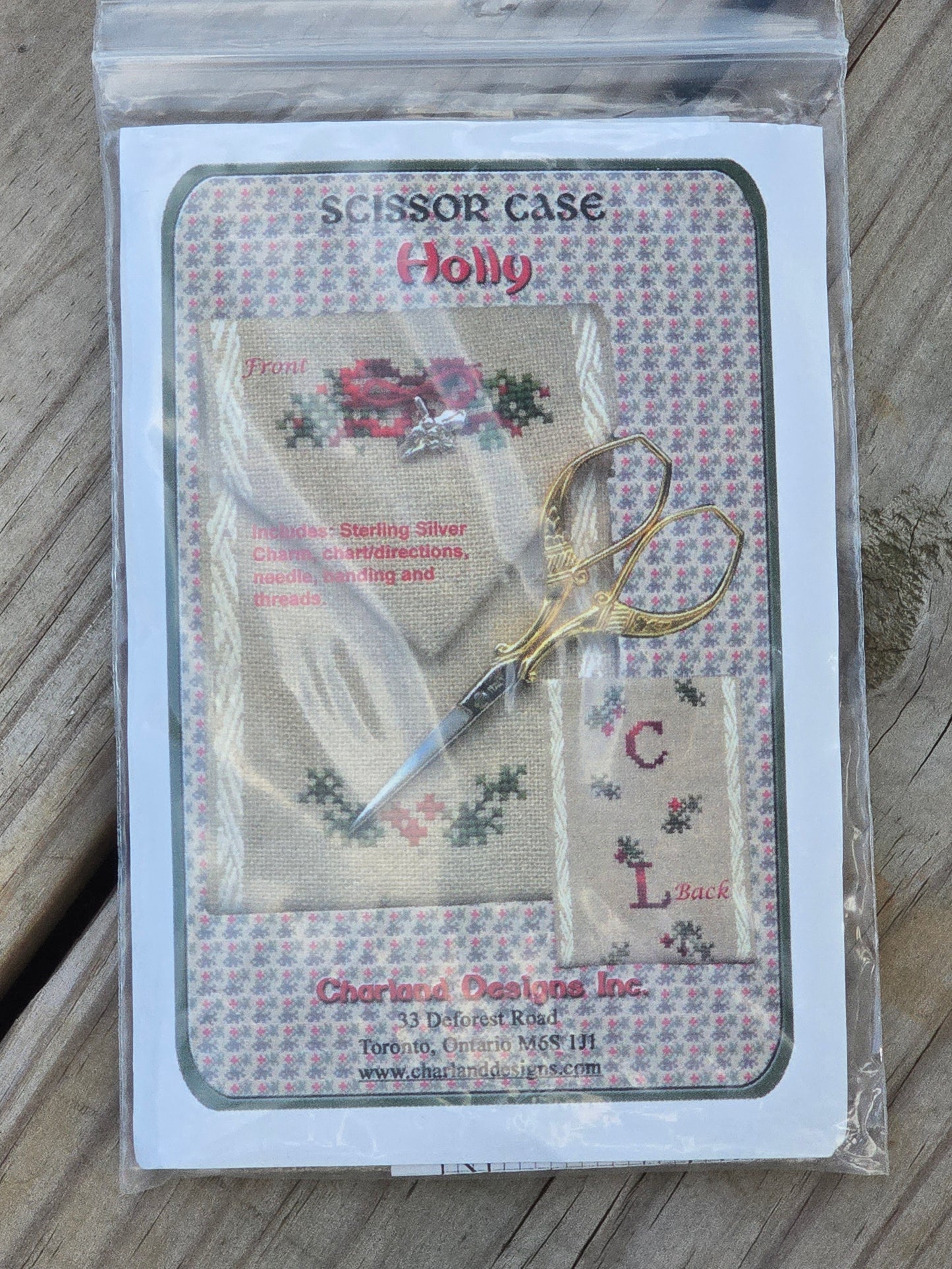 Charland Designs - Holly Scissor Case - Cross Stitch Kit