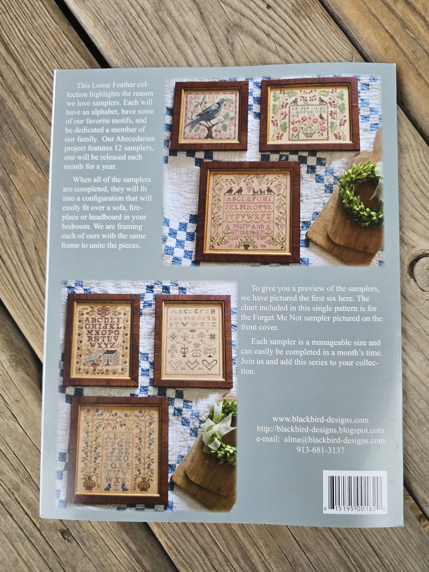 Blackbird Designs - Forget Me Not - Loose Feathers Abecedarian Series - Three Cross Stitch Pattern