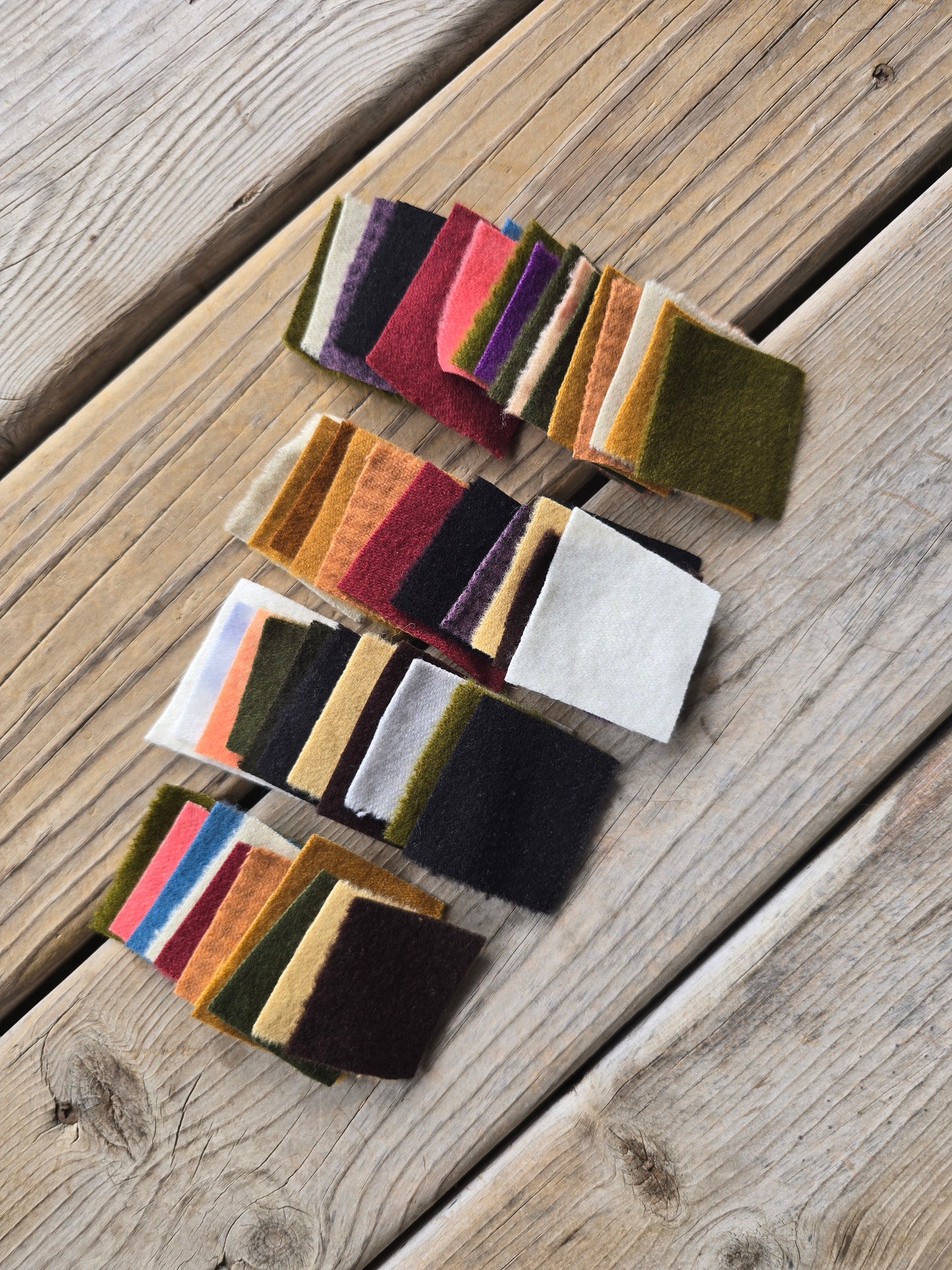Petals and Blooms - Hand-Dyed Wool Grab Bags - 50 2" Squares