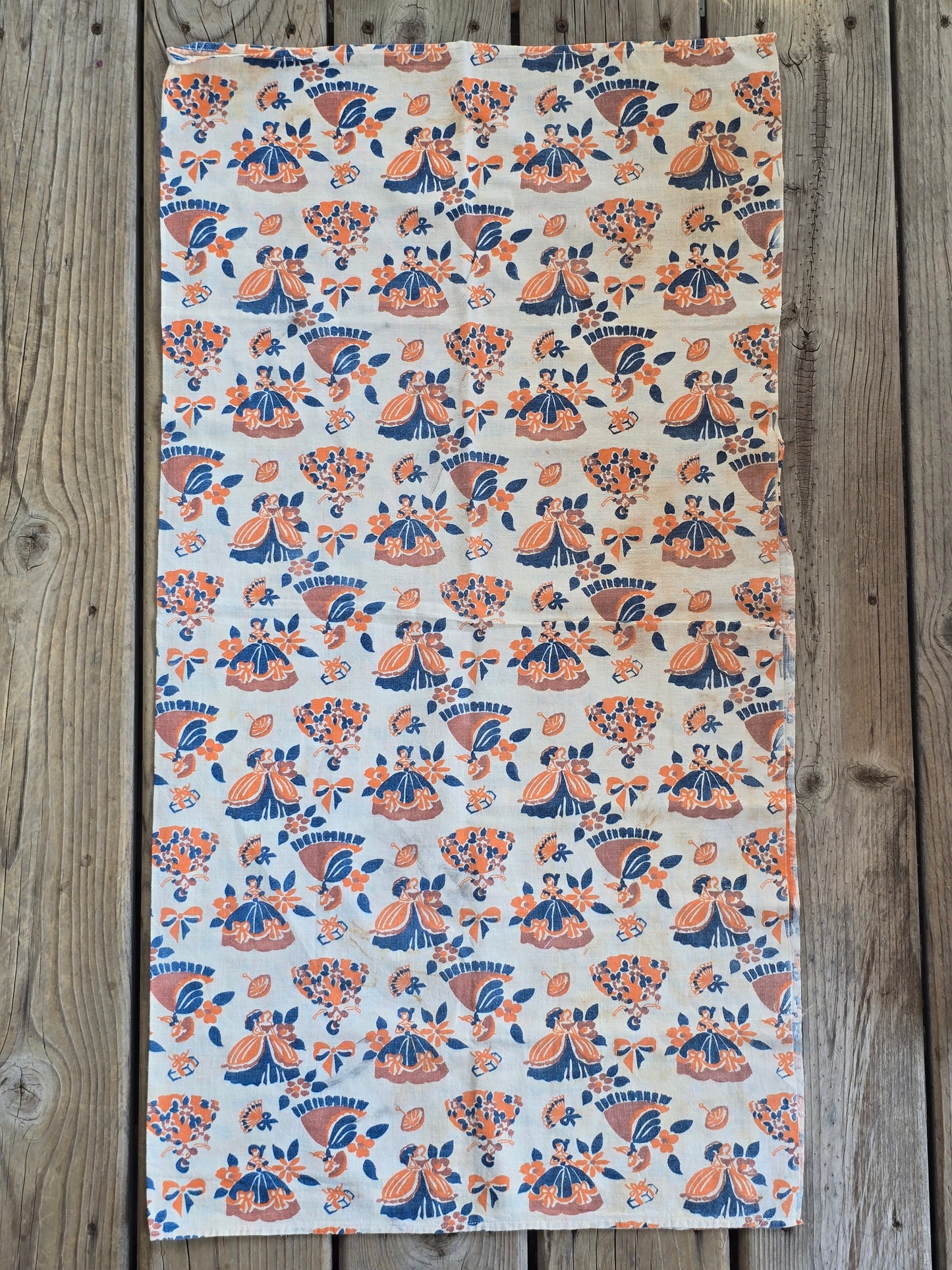 Brown, Blue and Orange Ladies - Linens - Feed Sack