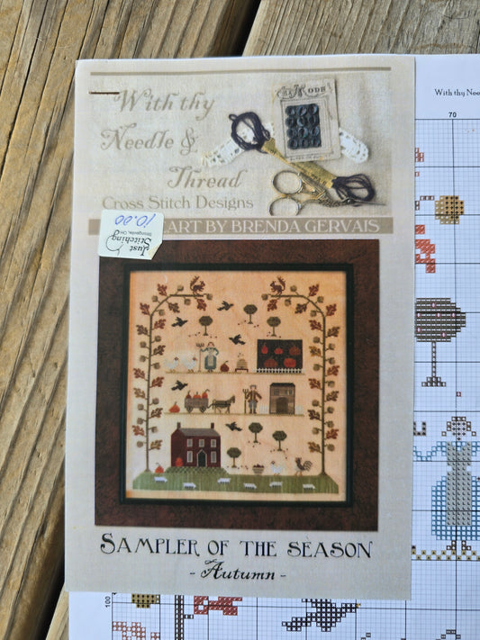 With Thy Needle & Thread - Sampler of the Season - Autumn - Needleart by Brenda Gervais - Cross Stitch Pattern
