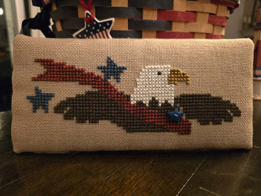 Bent Creek - Stars Zipper - Completed Cross Stitch