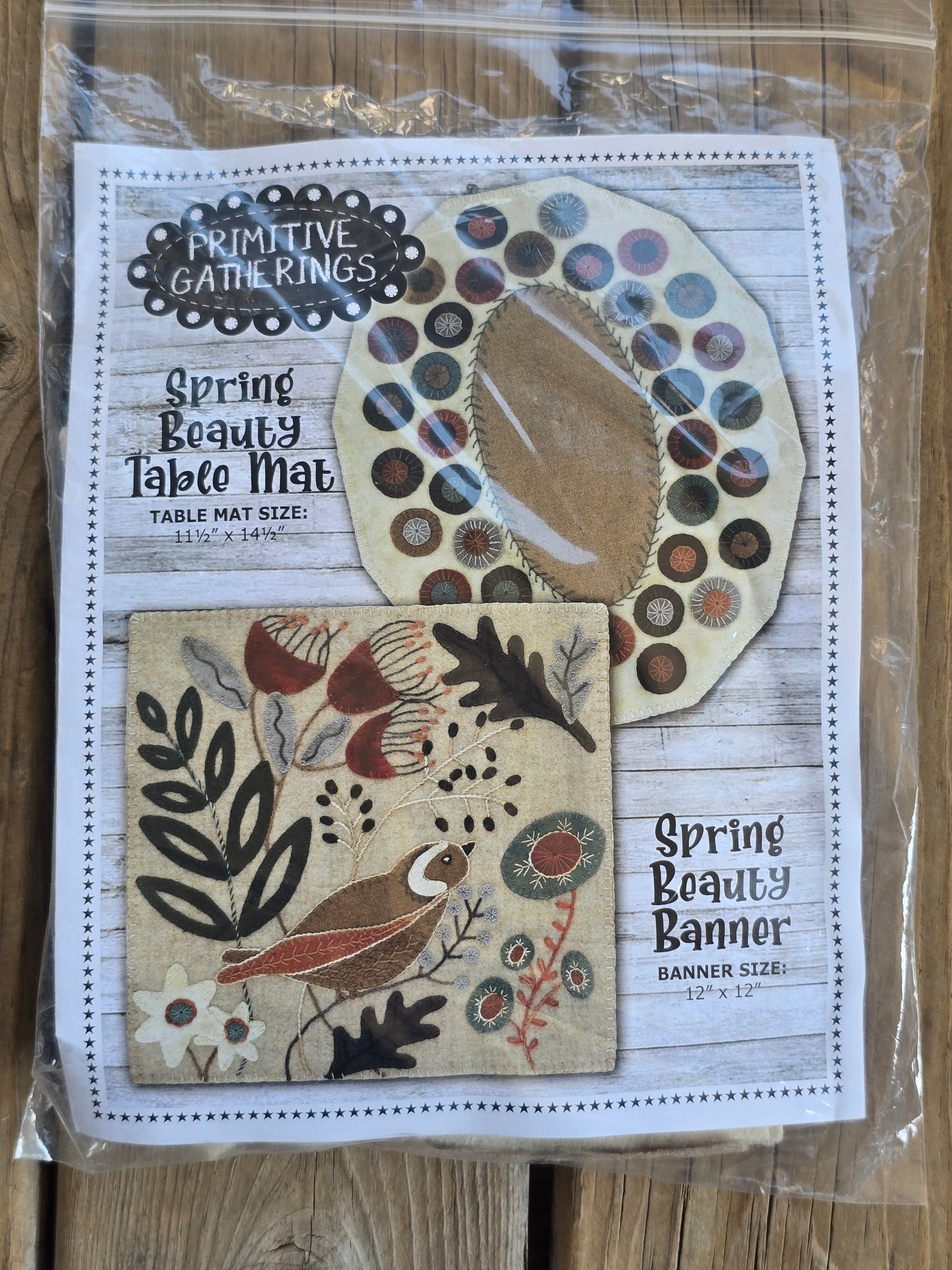 Primitive Gatherings - Spring Beauty Banner & Table Mat - Wool Kit