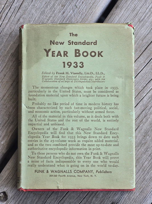 Funk & Wagnalls Company - The New Standard Year Book - 1933 - Vintage Book