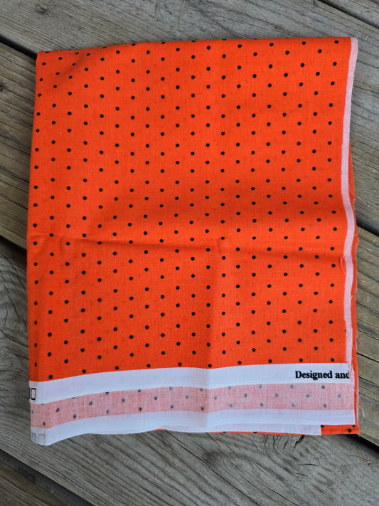 Orange with Black Polka Dots Fabric