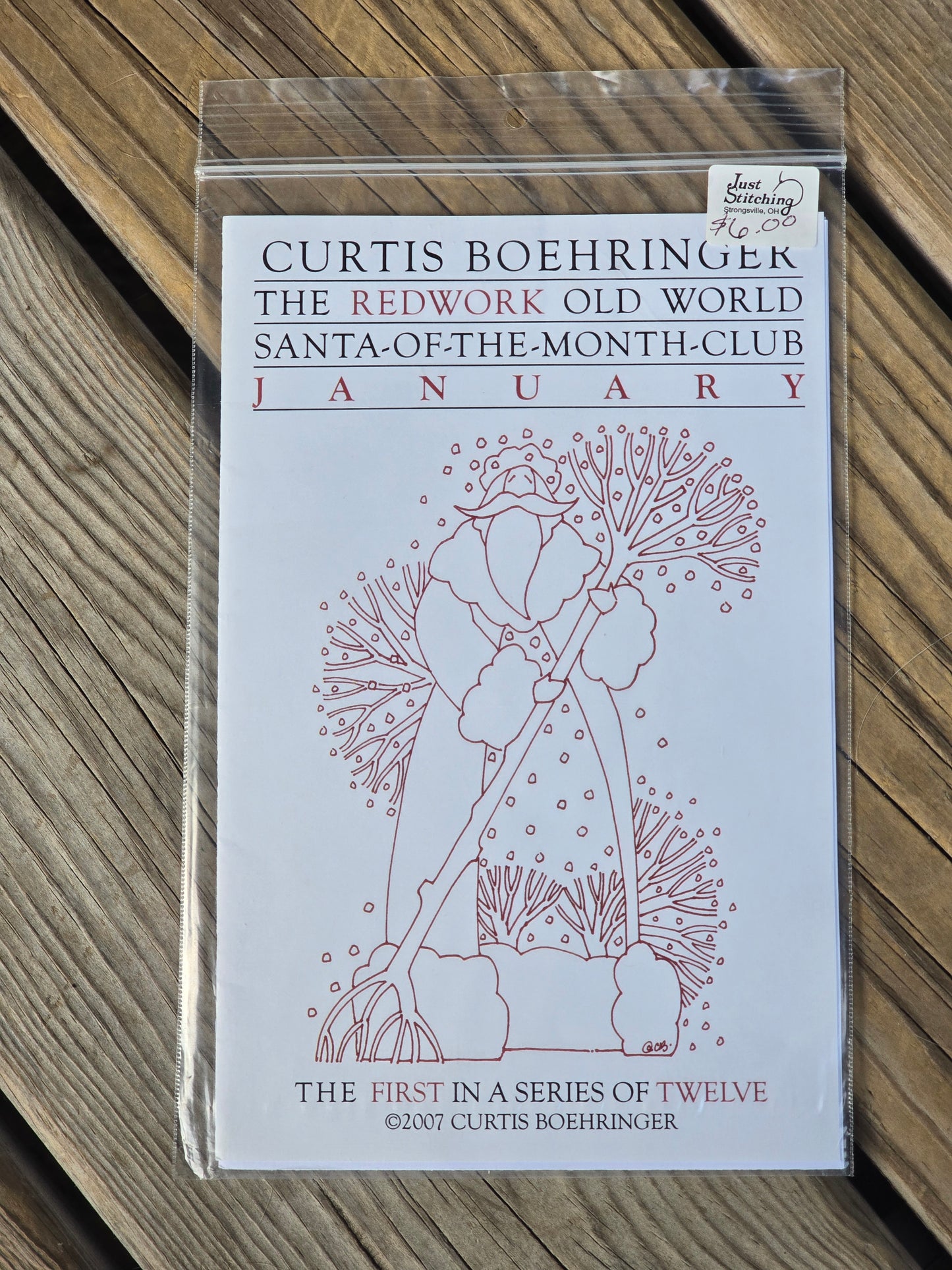 Curtis Boehringer - The Redwork Old World Santa-of-the-Month Club - January - Embroidery Pattern