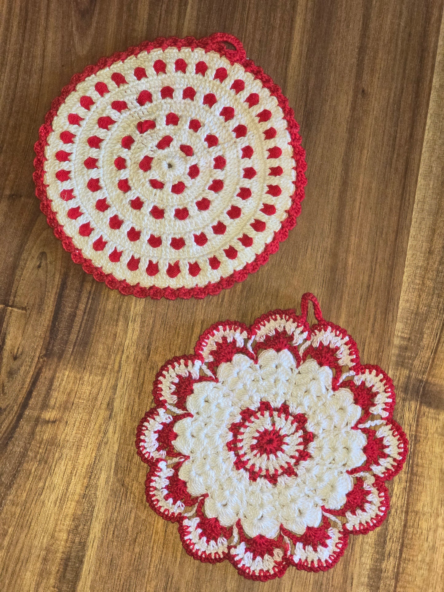 Vintage Pot Holders - Red and White