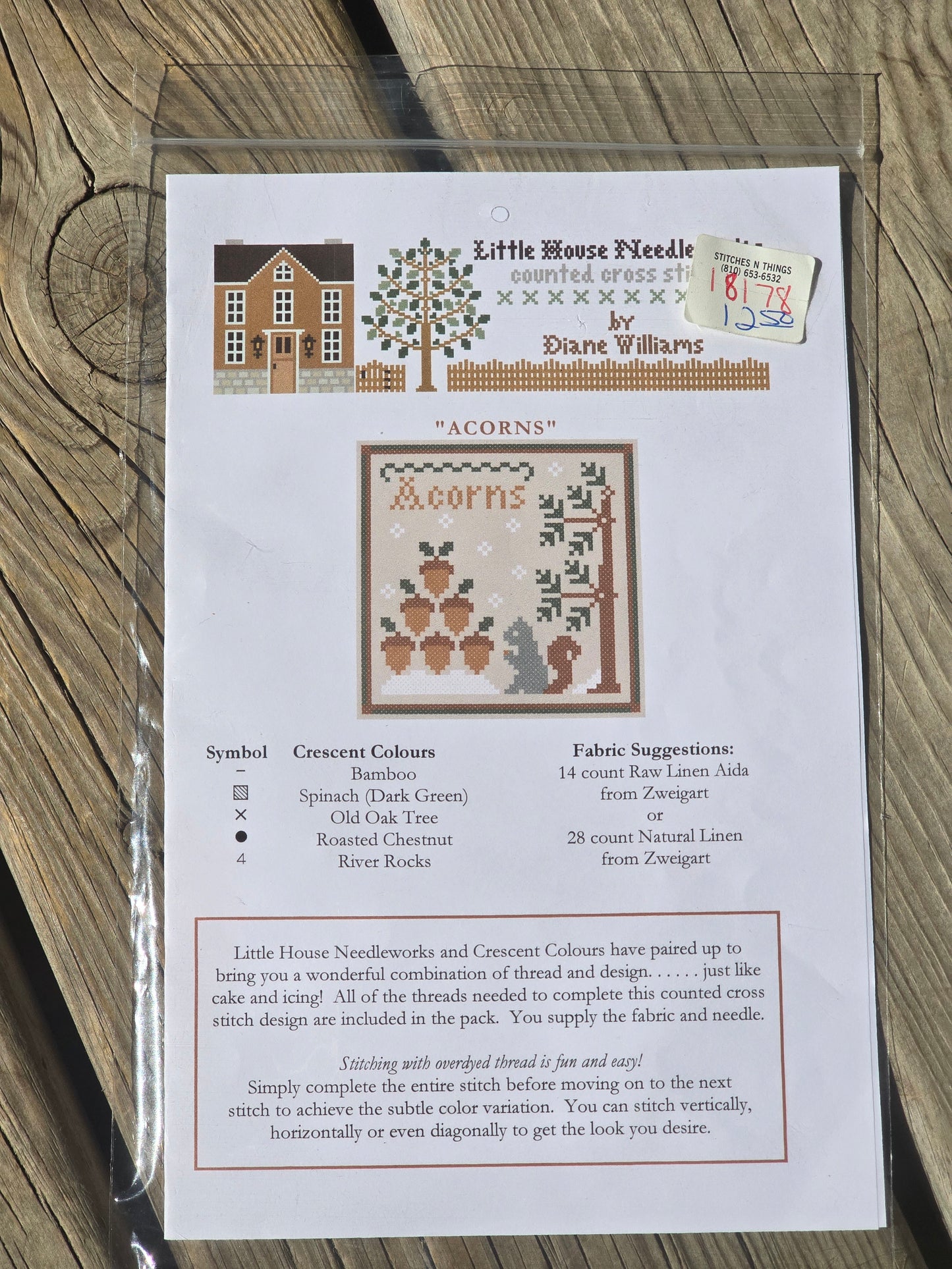Little House Needleworks - Acorns - Cross Stitch Pattern