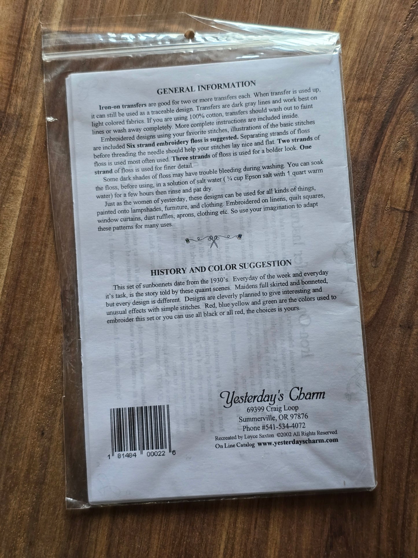 Yesterday's Charm - Sunbonnet Delight - Embroidery Pattern