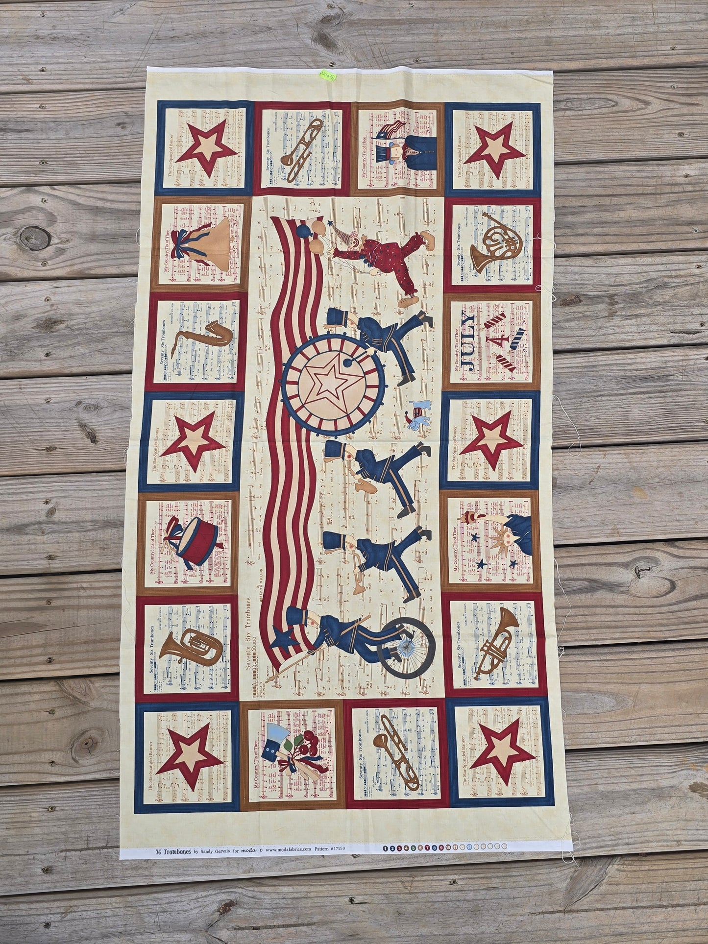 Moda - Sandy Gervais - 76 Trombones - Quilting Fabric - 2/3 Yard Panel