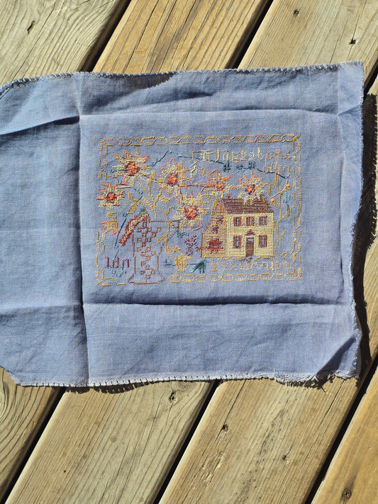 Blackbird Designs - Sunflower House - Completed Cross Stitch