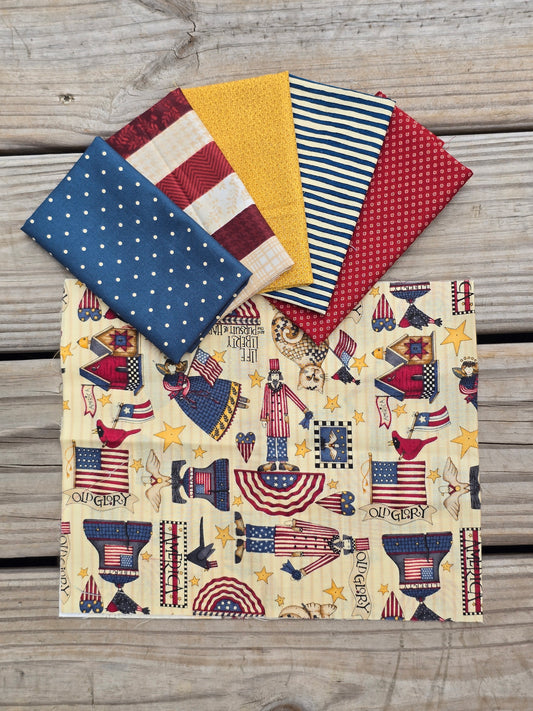 Patriotic Old Glory Fat Eighth Bundle - Quilting - Fabrics - Fat Eighths